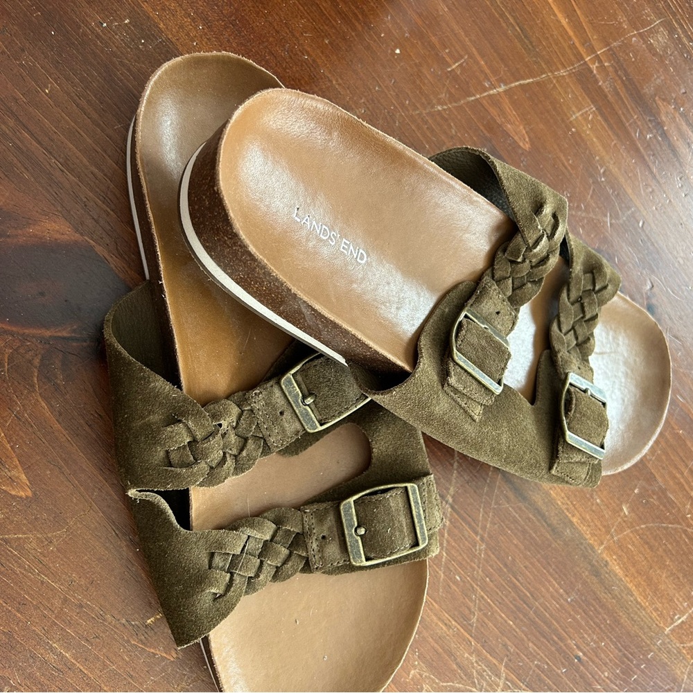 Brand new! Lands End Braided 2 Strap Sandals